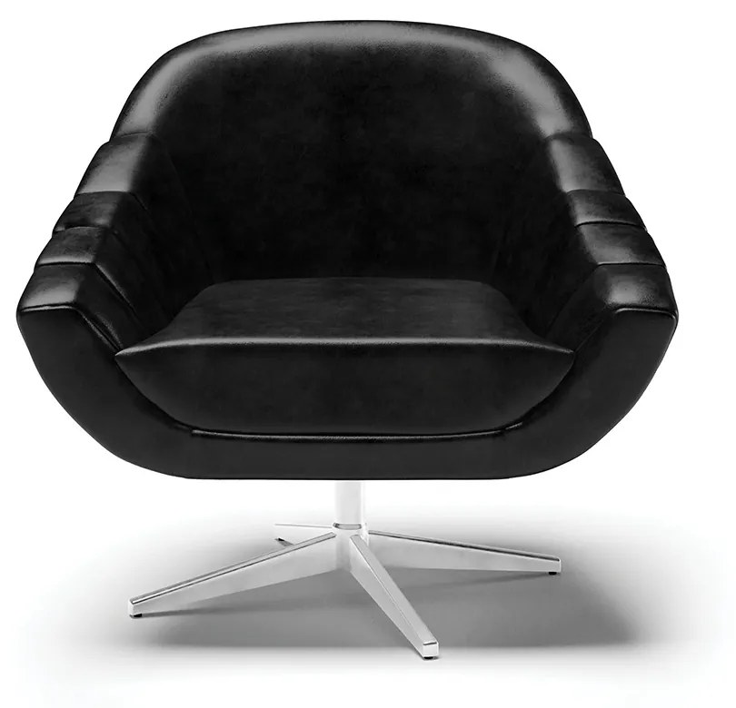 Kit 02 Poltronas Giratória Giovana Corano Base Cromada D01 - D'Rossi - Preto