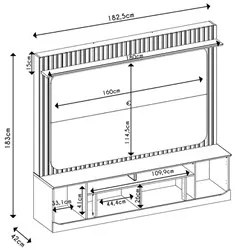 Estante Painel Para TV 65 Pol 182cm Ripado Vanie D04 Bali/Cedro - Mpoz