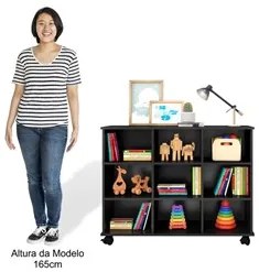 Nicho Organizador com Rodízios Toys 3 Gavetas Q01 Preto/Branco - Mpoze