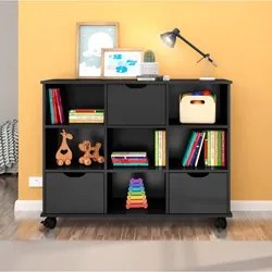Nicho Organizador 3 Gavetas com Rodízios Preto - Qmovi