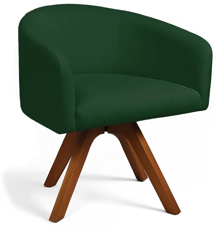 Poltrona Sala Base Giratória Madeira Arielle Bouclê Verde D03 - D'Rossi