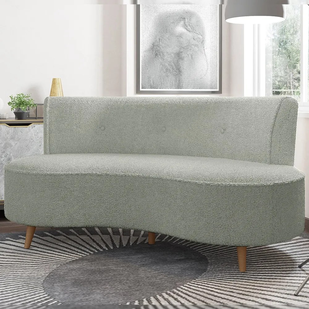 Sofá Living 2 Lugares 135cm Aang Pés Palito Bouclê Cinza G33 - Gran Belo