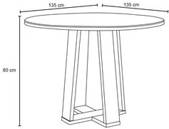 Mesa De Jantar Redonda 6 Lugares 135cm Ella N02 Ypê/Preto - Mpozenato