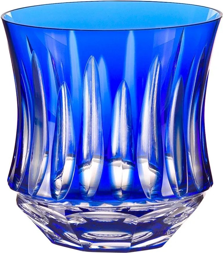Copo de Cristal Lapidado Artesanal p/ Whisky - Azul Escuro- 66  Azul Escuro - 66