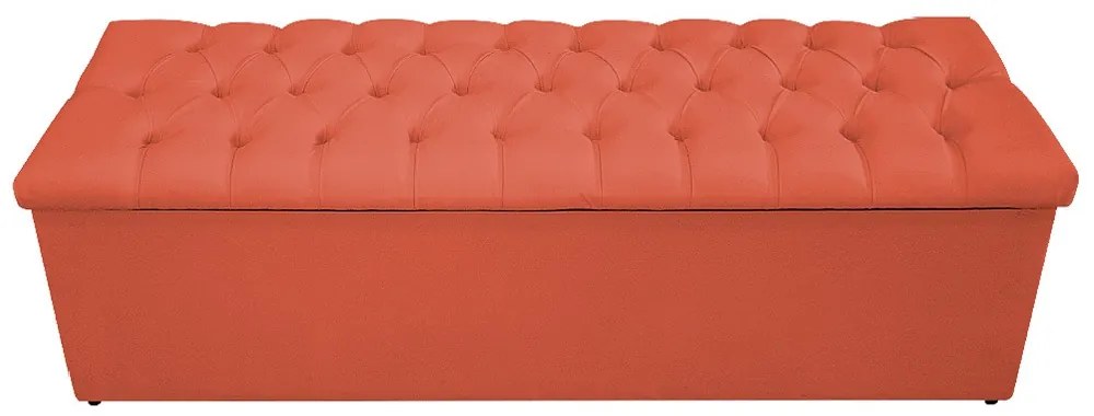 Recamier Baú Estofada Mel 140 cm Casal Com Capitonê  Suede Terracota - ADJ Decor
