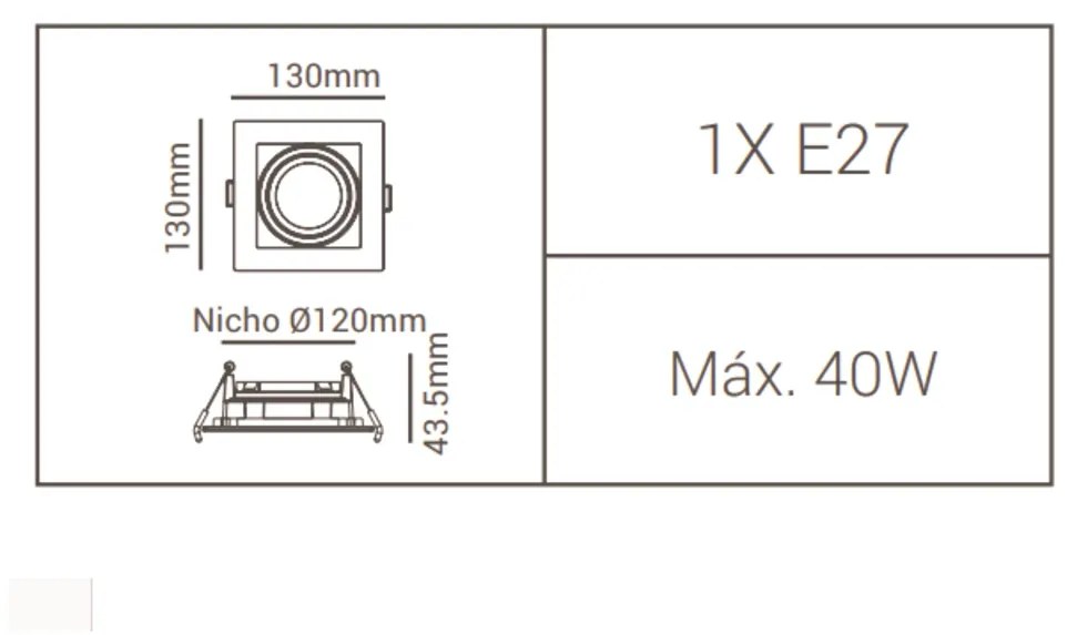 Spot De Embutir Quadrado Recuado 13X13X4,4Cm 1 X Par20 - Branco | Opus...