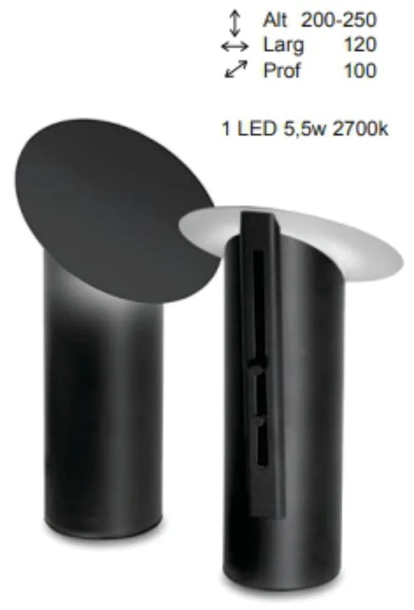 Abajur Stratus 10X12X25Cm Rebatedor Regulavel 1Xled 5,5W 2700K - Old A... (GRAFITE, 220V)