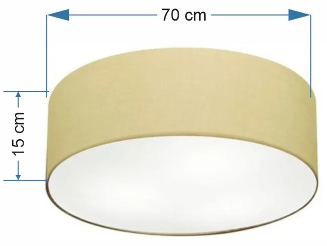 Plafon Cilíndrico Md-3049 Cúpula em Tecido 70x15cm Algodão Crú - Bivolt