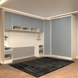 Guarda Roupa Queen Modulado CP07 Taiga Branco/Grey L01 - Mpozenato