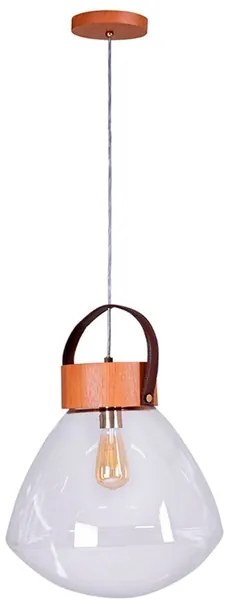 Pendente Vidro Madeira Castanho Lampadari 39Cm