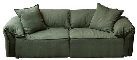 Sofá Cosmopolitan Estofado em Tecido Verde com Pés Madeira Maciça 240 cm - 73023 Sun House