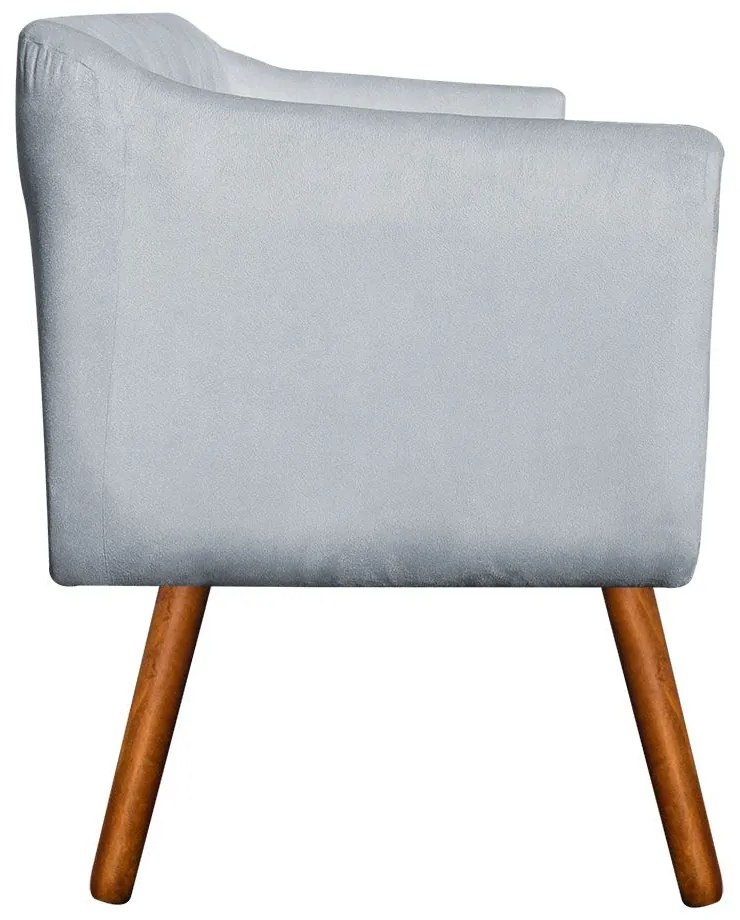 Kit 01 Namoradeira 02 Lugares e 01 Poltrona Julia Suede Cinza Pés Palito Castanho D'Rossi