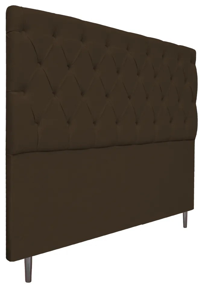 Cabeceira Estofada Liverpool 195 cm King Size Suede Marrom - ADJ Decor