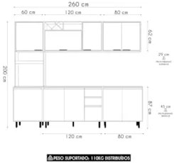 Armário de Cozinha CP04 260cm Nala Freijó UV/Off Acetinado Z44 - Mpoze