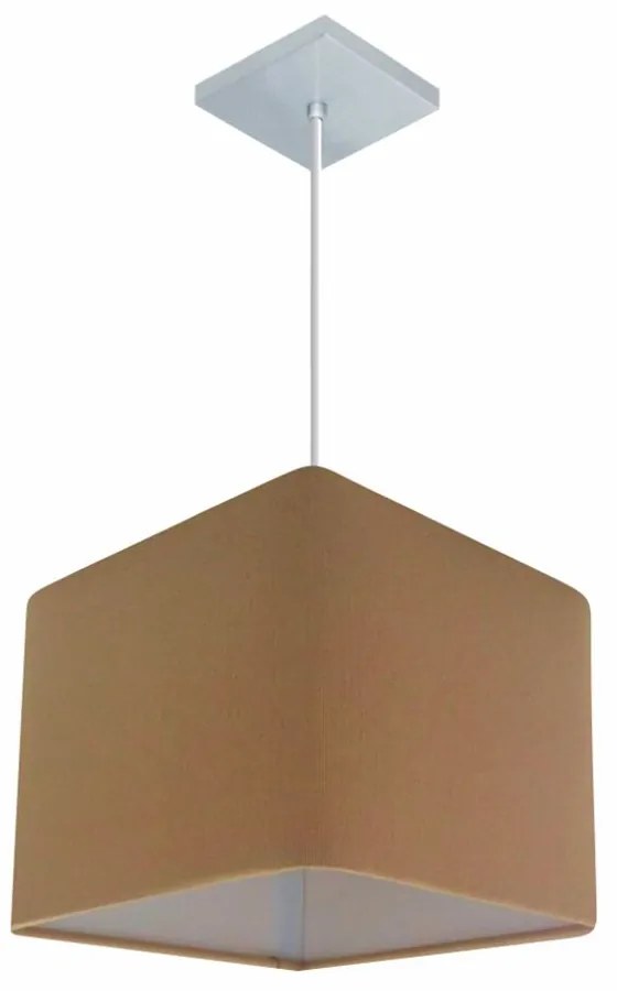 Lustre Pendente Quadrado Md-4058 Cúpula em Tecido 21/25x25cm Palha - Bivolt