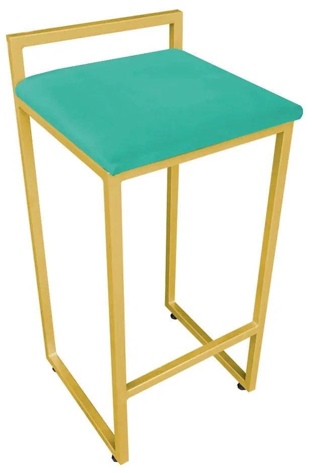 Banqueta Pietra Suede Base Dourado - Verde Turquesa