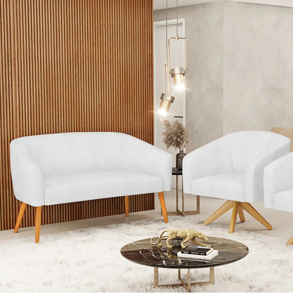 Namoradeira e 2 Poltronas Giratória MA30 Stella Sintético PU D03 - D'Rossi - Branco