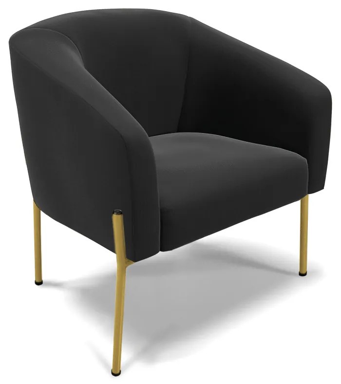 Namoradeira e 2 Poltronas Pé de Ferro Dourado Stella Suede D03 - D'Rossi - Preto
