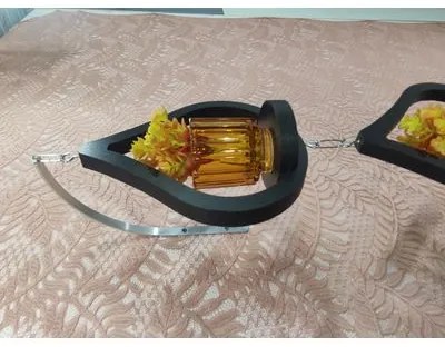 Suporte de Plantas Pingo D'agua Duplo Pequeno Preto Woodyou