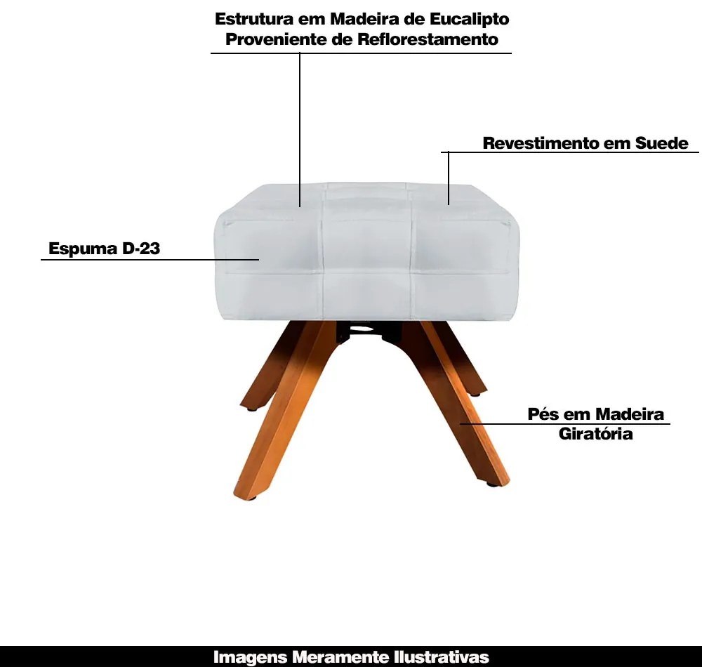 Puff Decorativo Base Giratória Karen Suede Cinza G19 - Gran Belo
