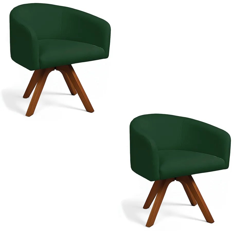 Poltrona Sala Base Giratória Madeira Kit 2 Arielle Bouclê Azul D03 - D'Rossi