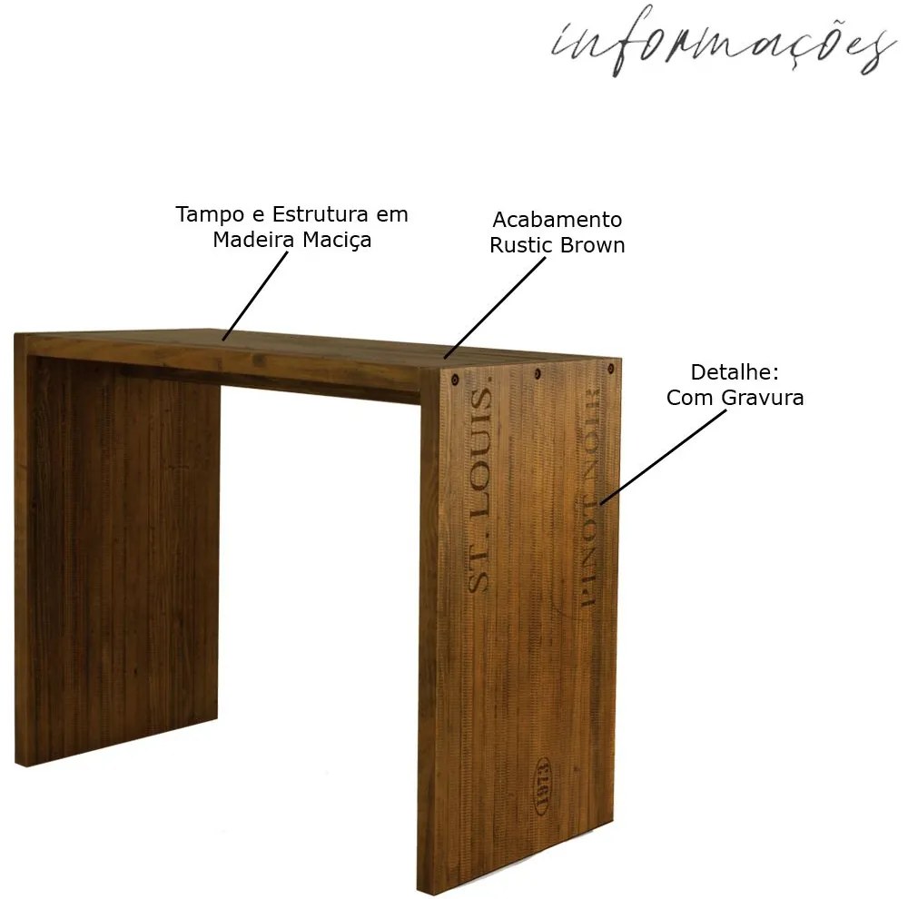 Balcão para Cozinha Flauer com Gravura Madeira Maciça Rustic Brown G54 - Gran Belo