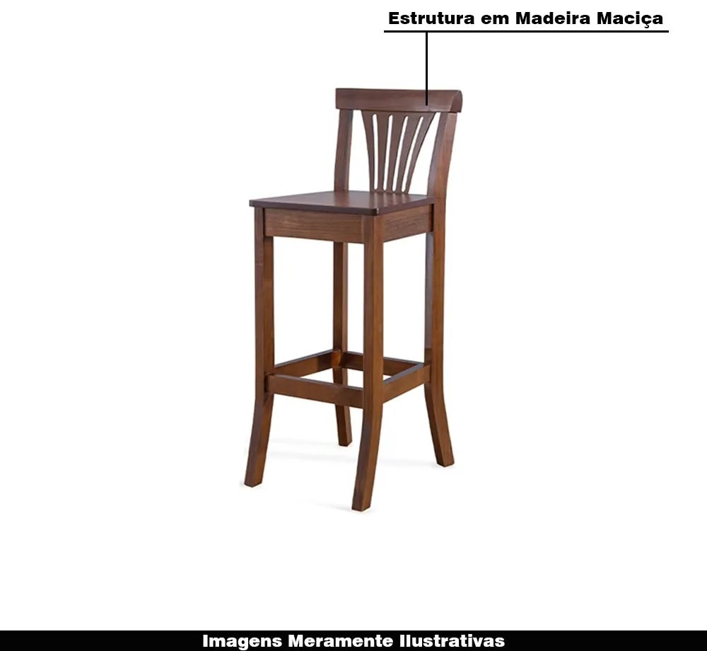 Kit 6 Banquetas Alta Madeira Maciça Pontes Madeira Imbuia G42 - Gran Belo