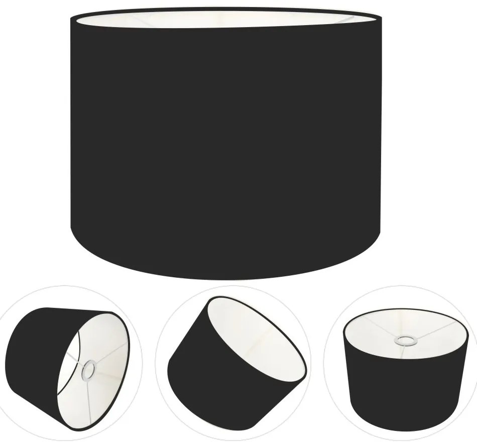 Cúpula Abajur Cilíndrica Cp-7017 Ø40x21cm Preto