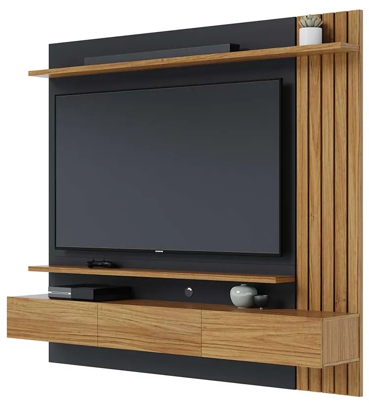 Home Painel Suspenso 180cm Ripado Railay Noce/Preto G73 - Gran Belo