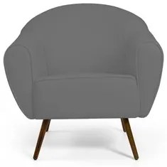Kit 02 Poltronas Decorativas Nina Pés Palito Madeira C-416 Linho Cinza