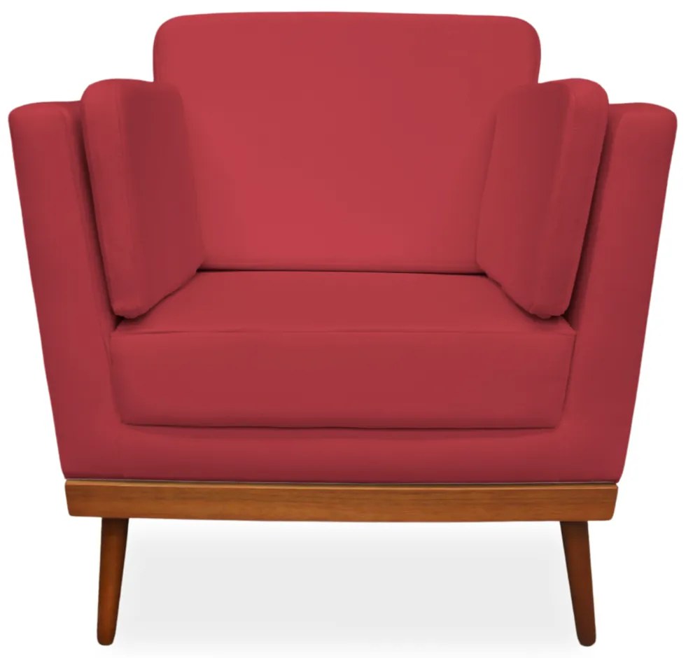 Poltrona Decorativa Siena Veludo Vermelho