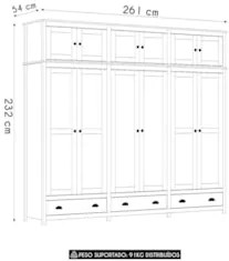 Guarda Roupa Casal 261cm Com Espelho Lázio Freijó F07       - Mpozenat