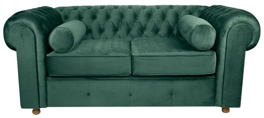 Sofá Chesterfield 02 Lugares 1.80 Veludo Garden Green - Wood Prime 33502