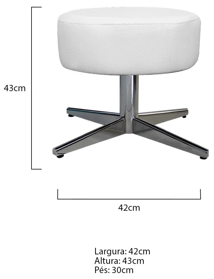Kit 02 Puffs Sofia Base Giratória Metal Corano Branco - ADJ Decor