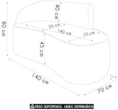 Sofá 2 Lugares Para Sala 140cm Orgânico Wendi Linho Cinza I01 - Mpoze
