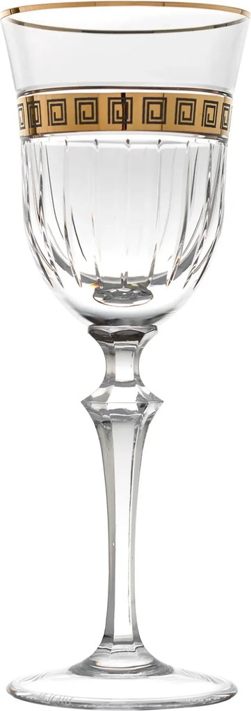 Taça de Cristal Lapidada P/ Água C/ Ouro Alexandria 350ml Incolor