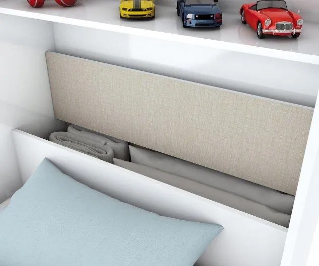 Guarda Roupa Cravo 4 Portas Com Cama Solteiro Embutida Branco