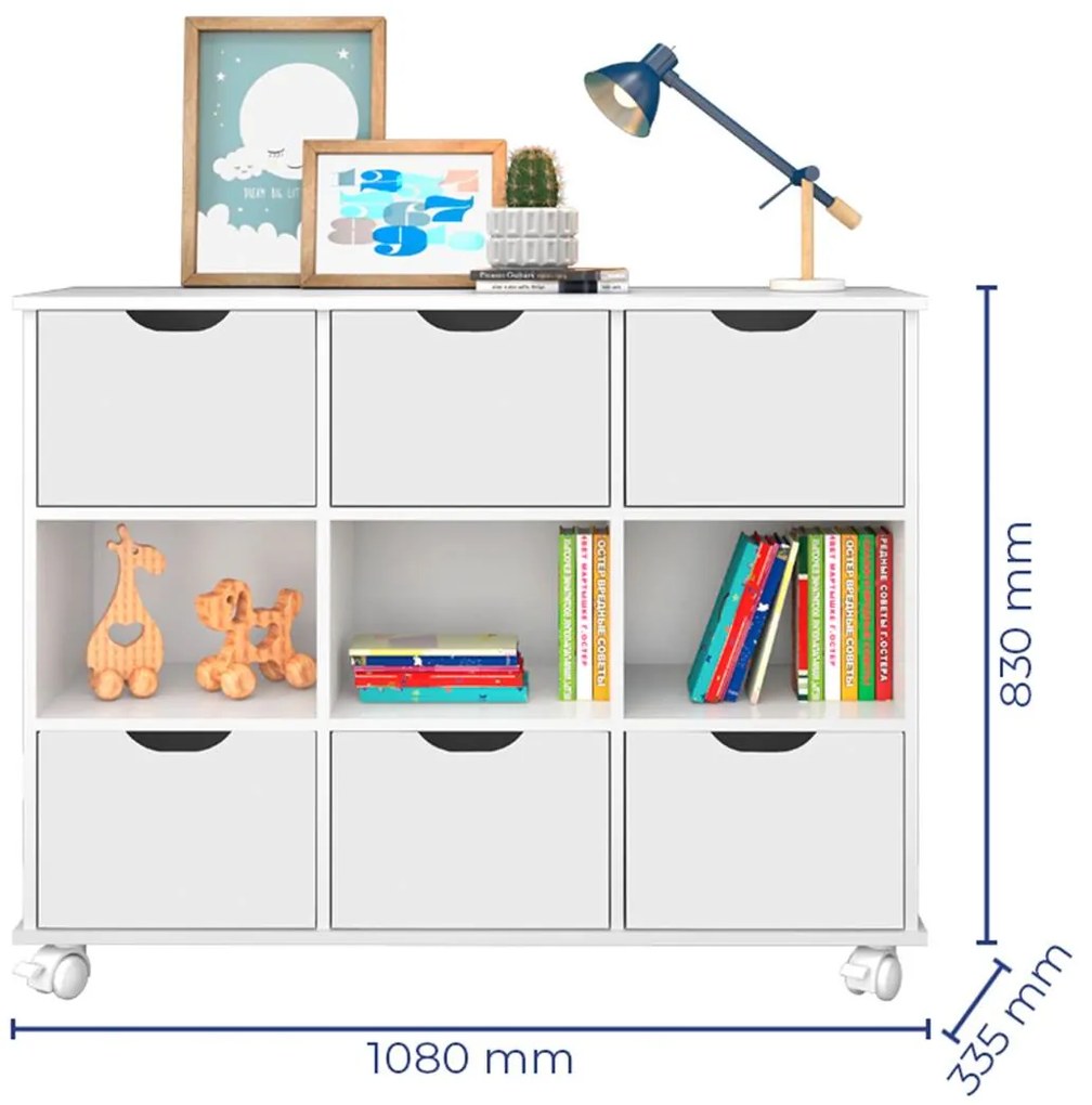 Nicho Organizador c/ 6 Gavetas com Rodízio Roterdã Q01 - ADJ Decor