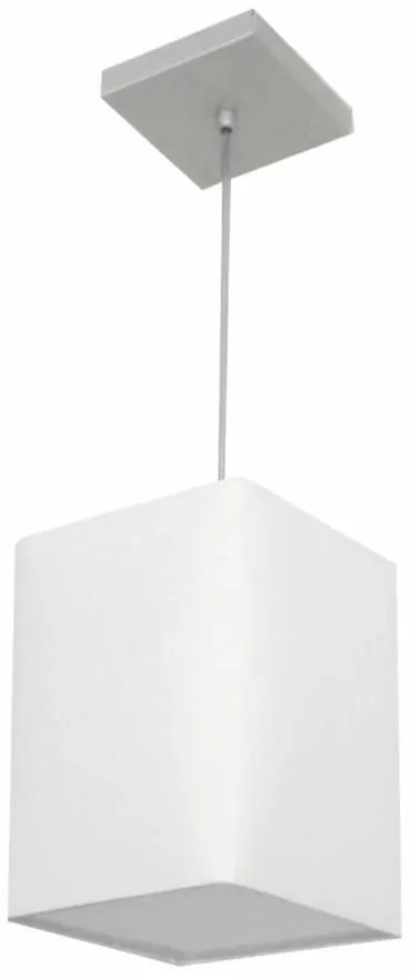 Lustre Pendente Quadrado Md-4007 Cúpula em Tecido 25/16x16cm Branco - Bivolt