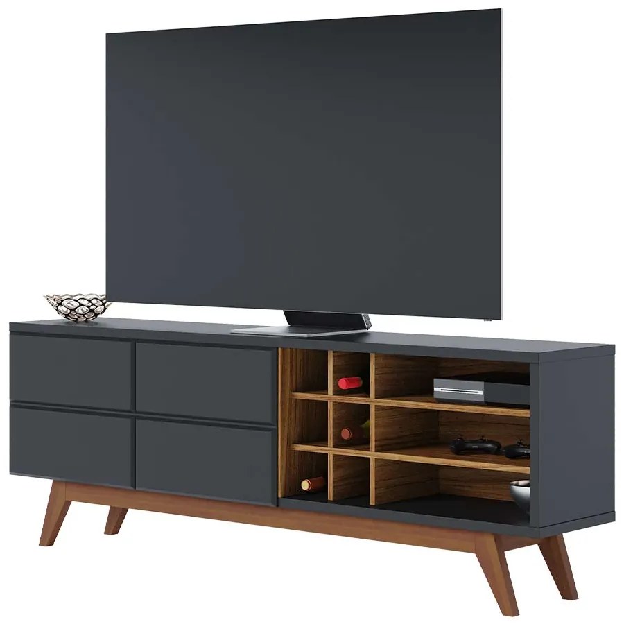 Rack Bancada Decorativa 180cm Sancho Preto/Noce G73 - Gran Belo