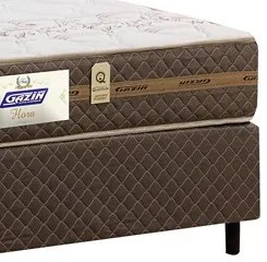 Base Para Cama Box Casal 138cm Poliéster Bordado Flora Marrom - Gazin