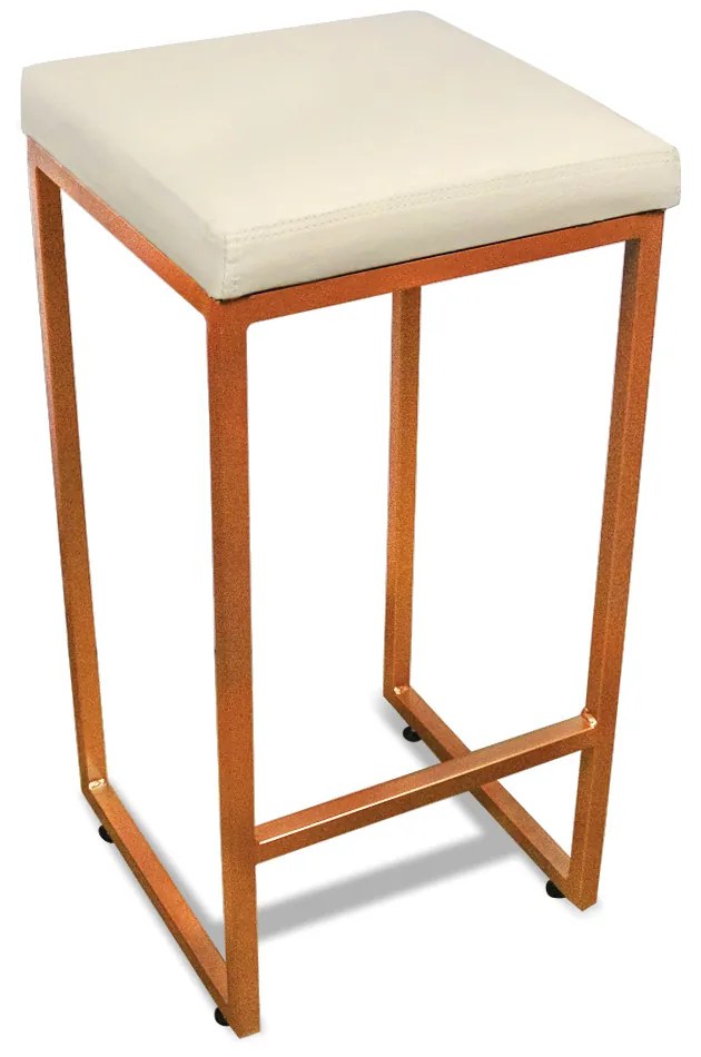 Banqueta Alta para Cozinha Industrial Nick Bronze e Sintético D03 - D'Rossi - Bege