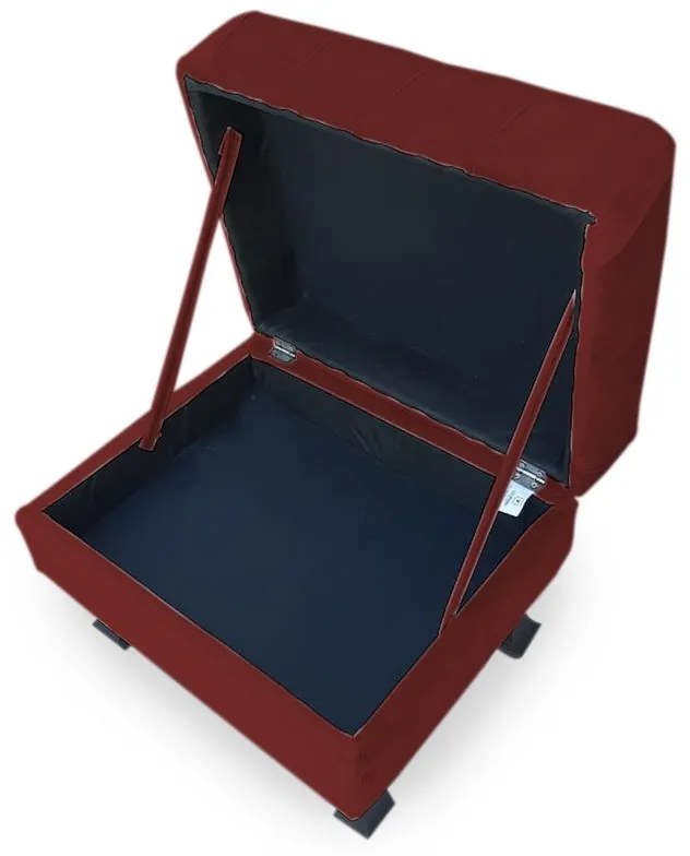Puff Baú Decorativo Capitonê Luis XV 50x40cm Suede Bordô - Sheep Estofados - Vermelho escuro