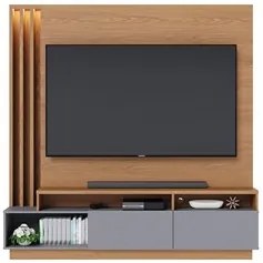 Estante Home Theater para TV 75 Pol. com LED 180cm Maitê C05 Freijó/Ci