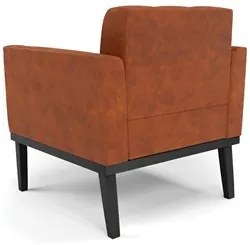 Poltrona Decorativa Base Madeira Preto Ana Sintético PU Nozes - Ibiza
