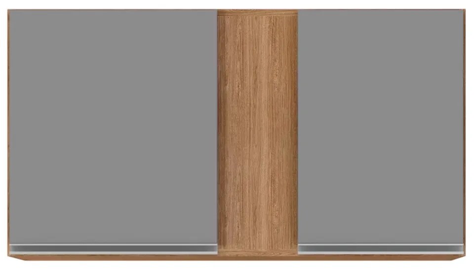 Kit 02 Armários Aéreo de Cozinha Lavanderia 02 Portas Agata 100 cm - D'Rossi - Castanho e Cinza