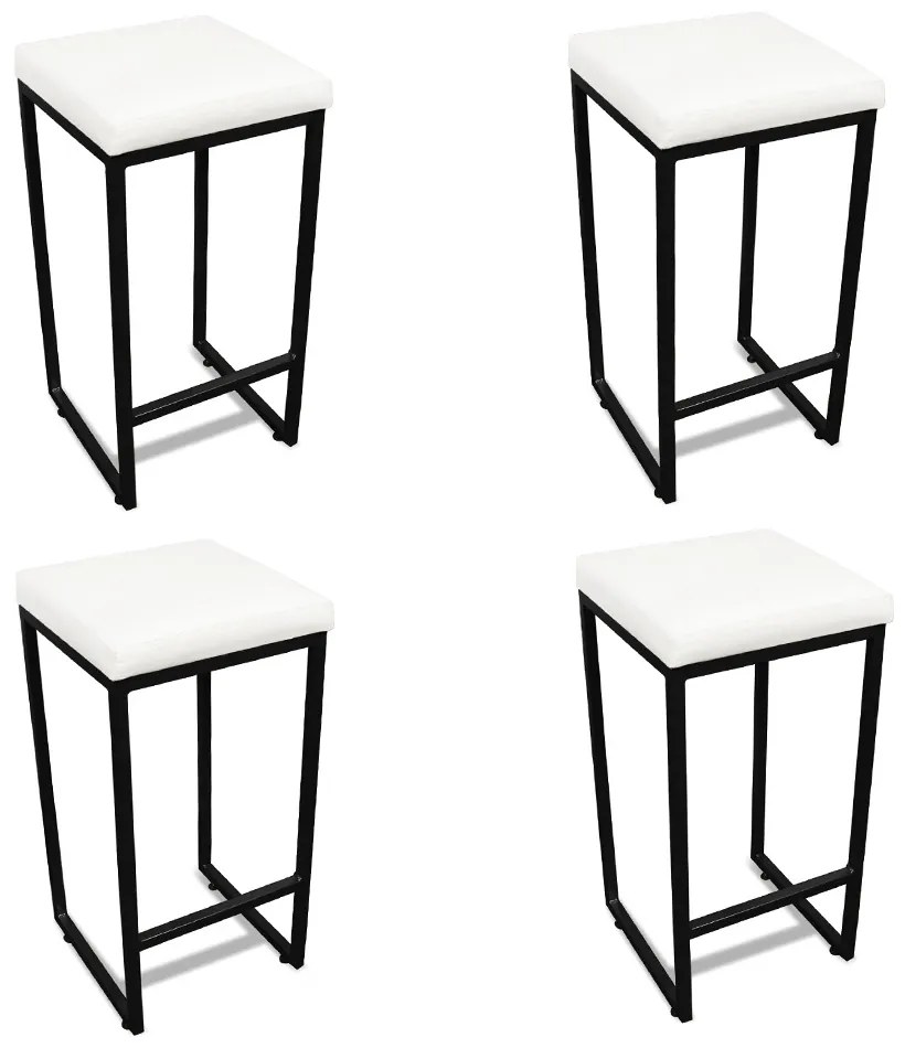 Banqueta Alta para Cozinha Industrial Kit 4 Nick Preto e Sintético D03 - D'Rossi - Branco