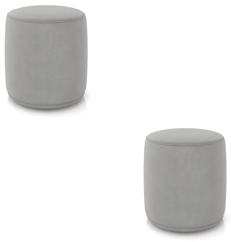 Puff Redondo Orgânico para Sala Kit 2 Malu Suede M11 - D'Rossi - Cinza