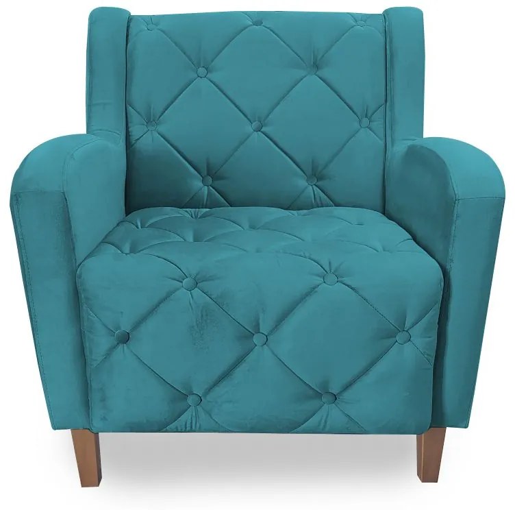Poltrona Decorativa Munique Pés Palito Suede Turqueza - Sheep Estofados
