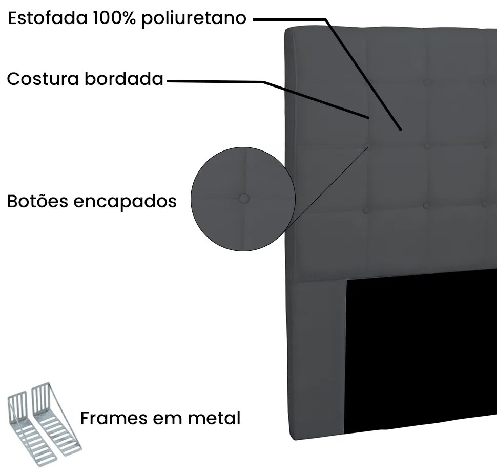 Cabeceira Cama Box Casal Queen 160cm Verona Suede Cinza - Sheep Estofados - Cinza